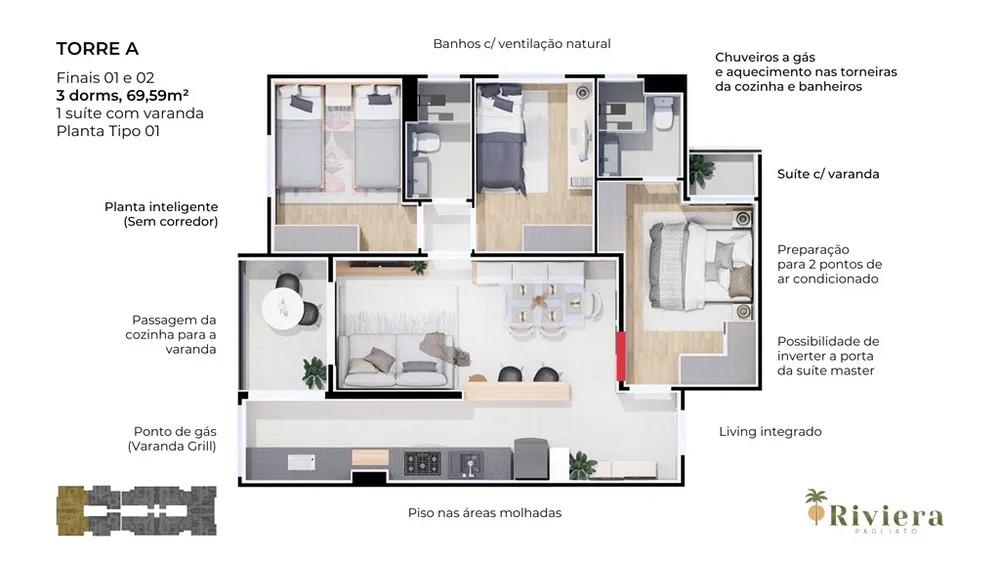 Apartamento, 3 quartos, 69 m² - Foto 8