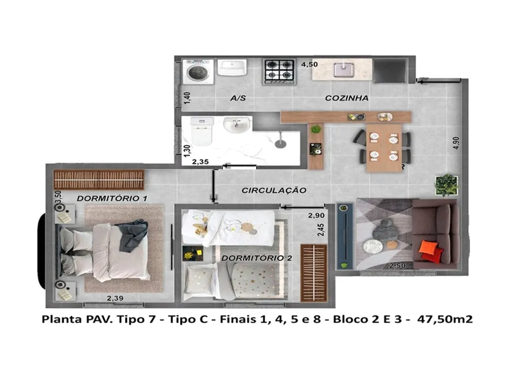 Apartamento, 2 quartos, 52 m² - Foto 6