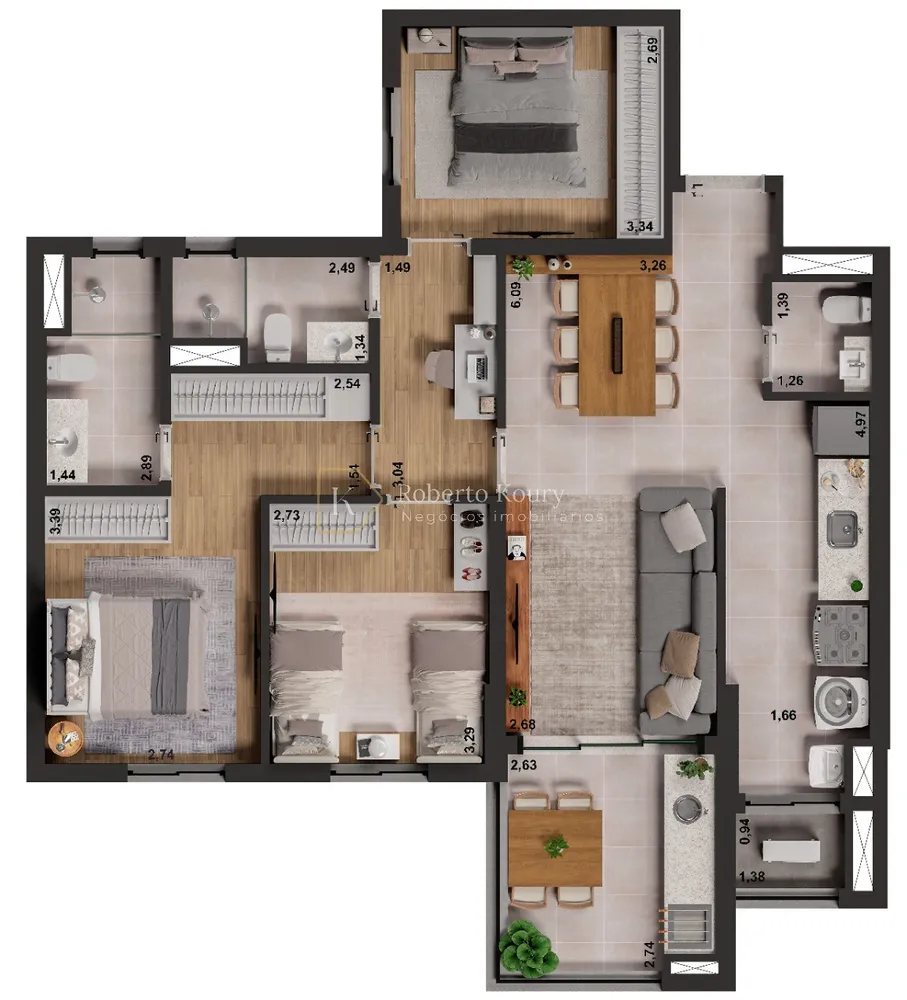 Apartamento, 3 quartos, 96 m² - Foto 2