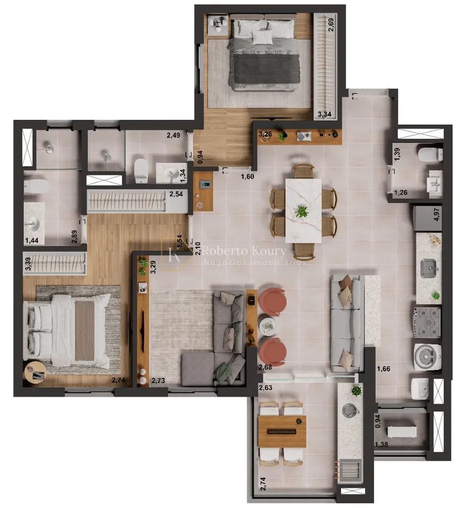 Apartamento, 3 quartos, 96 m² - Foto 1