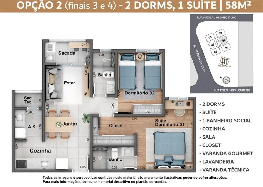 Apartamento, 2 quartos, 55 m² - Foto 1