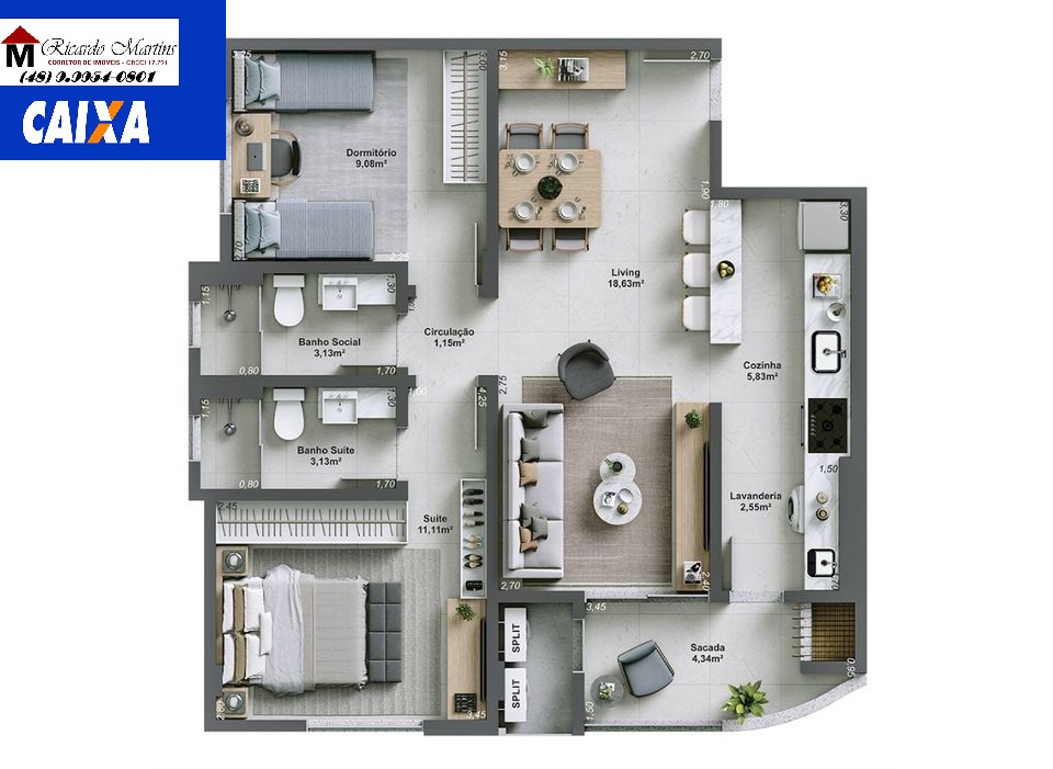 Apartamento à venda com 2 quartos, 66m² - Foto 7