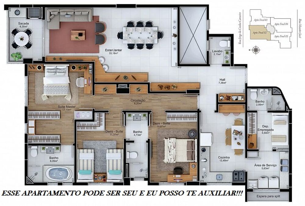 Apartamento à venda com 3 quartos, 155m² - Foto 3