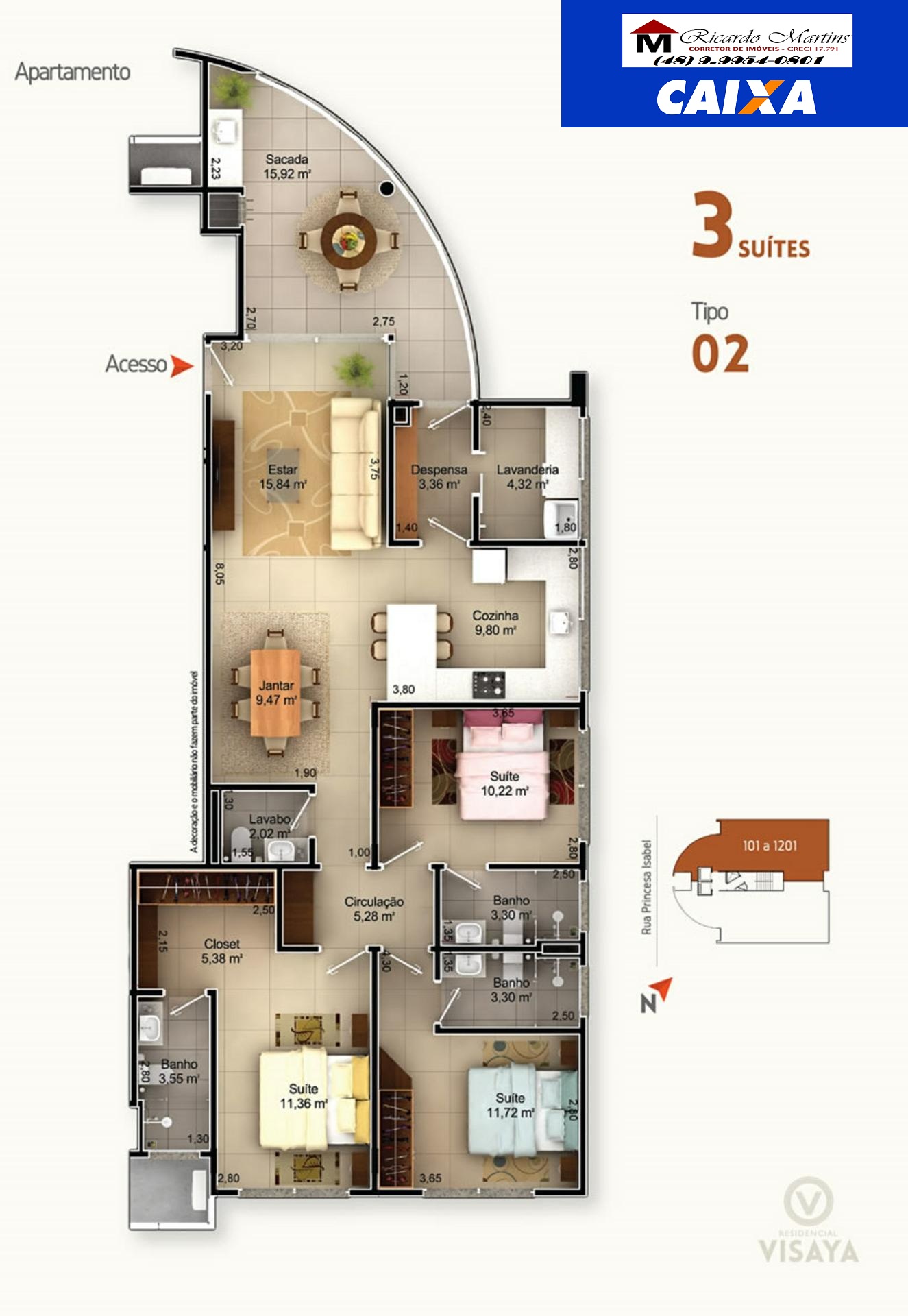 Apartamento à venda com 3 quartos, 132m² - Foto 2