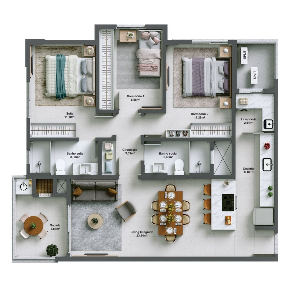 Apartamento à venda com 3 quartos, 98m² - Foto 2