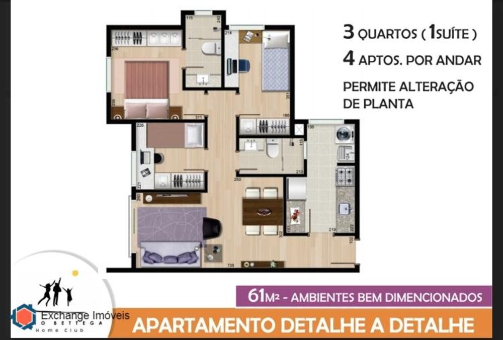 Apartamento à venda com 3 quartos, 61m² - Foto 4