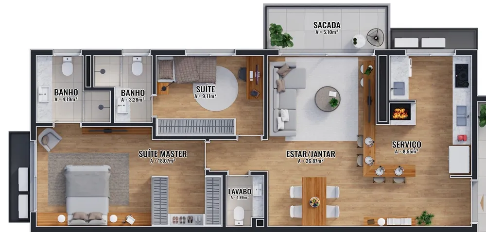 Apartamento, 2 quartos, 96 m² - Foto 6