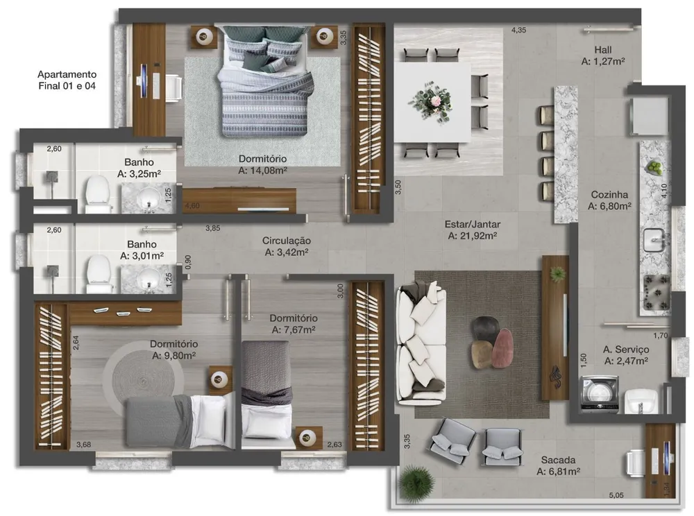 Apartamento, 3 quartos, 91 m² - Foto 7