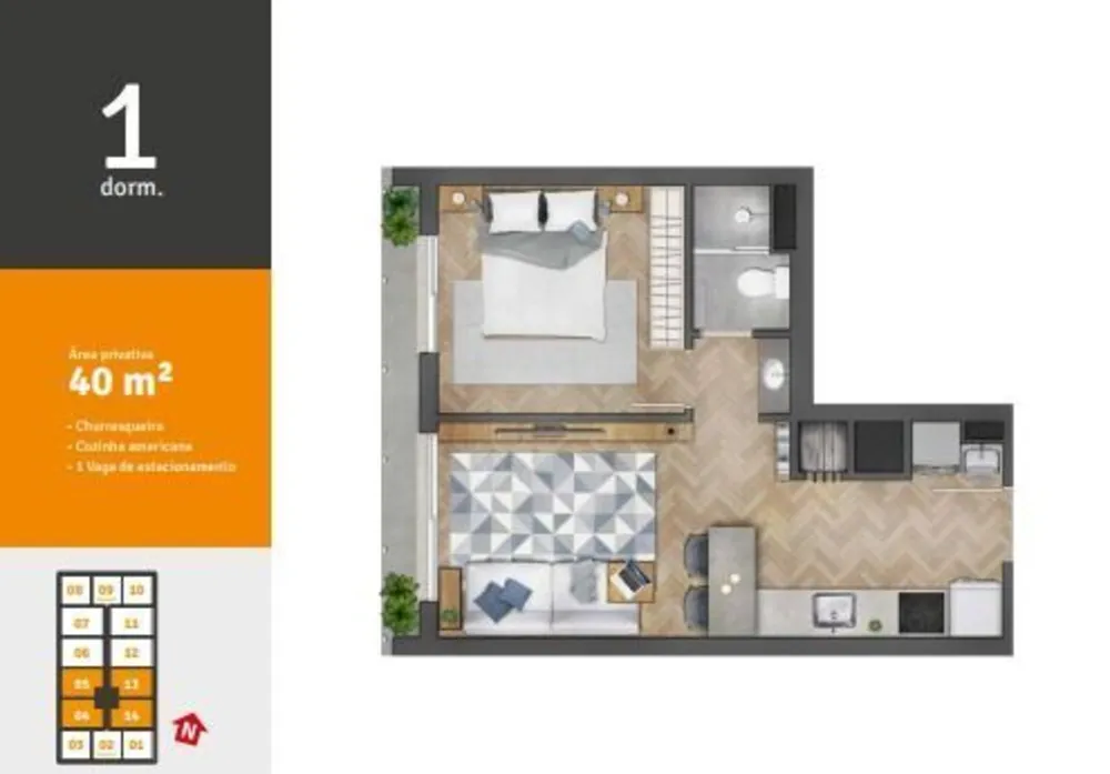 Apartamento, 1 quarto, 40 m² - Foto 3