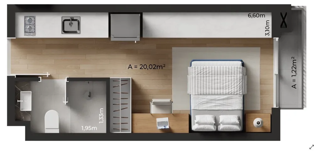 Apartamento, 1 quarto, 25 m² - Foto 8