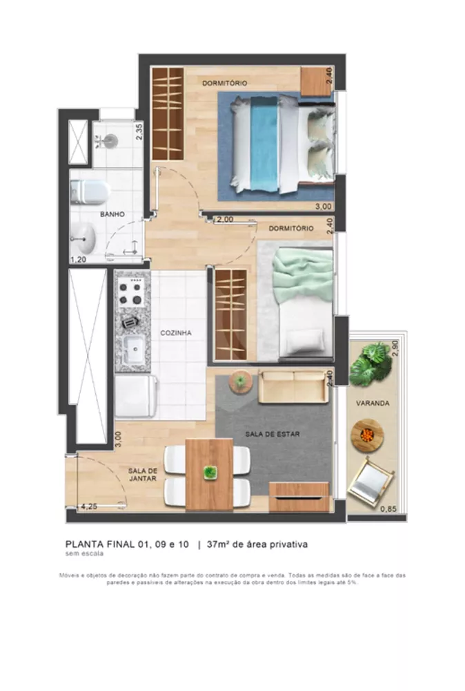 Apartamento, 2 quartos, 37 m² - Foto 2