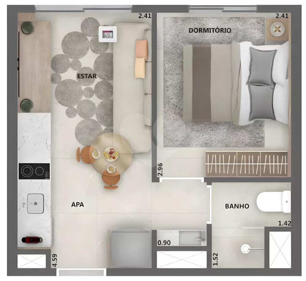 Apartamento, 1 quarto, 24 m² - Foto 2