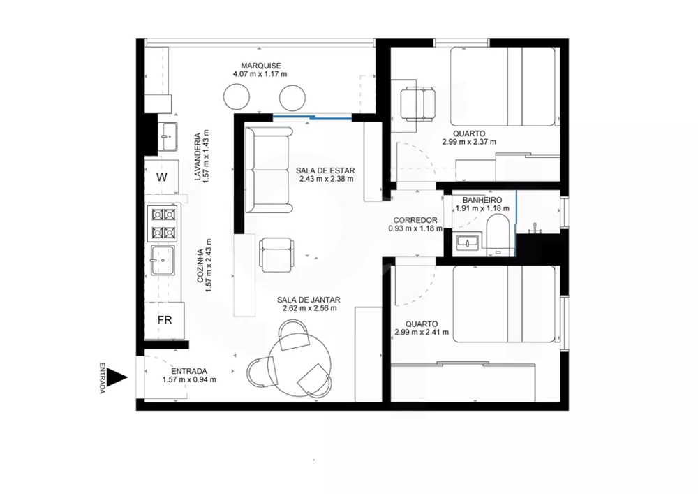 Apartamento, 2 quartos, 44 m² - Foto 2