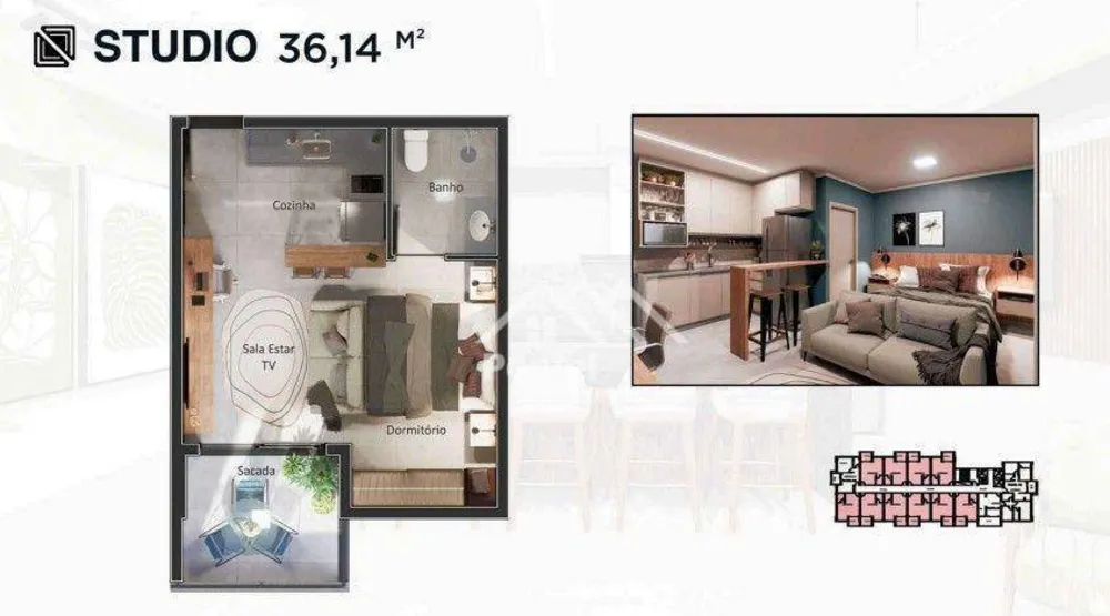 Kitnet-Studio, 36 m² - Foto 3