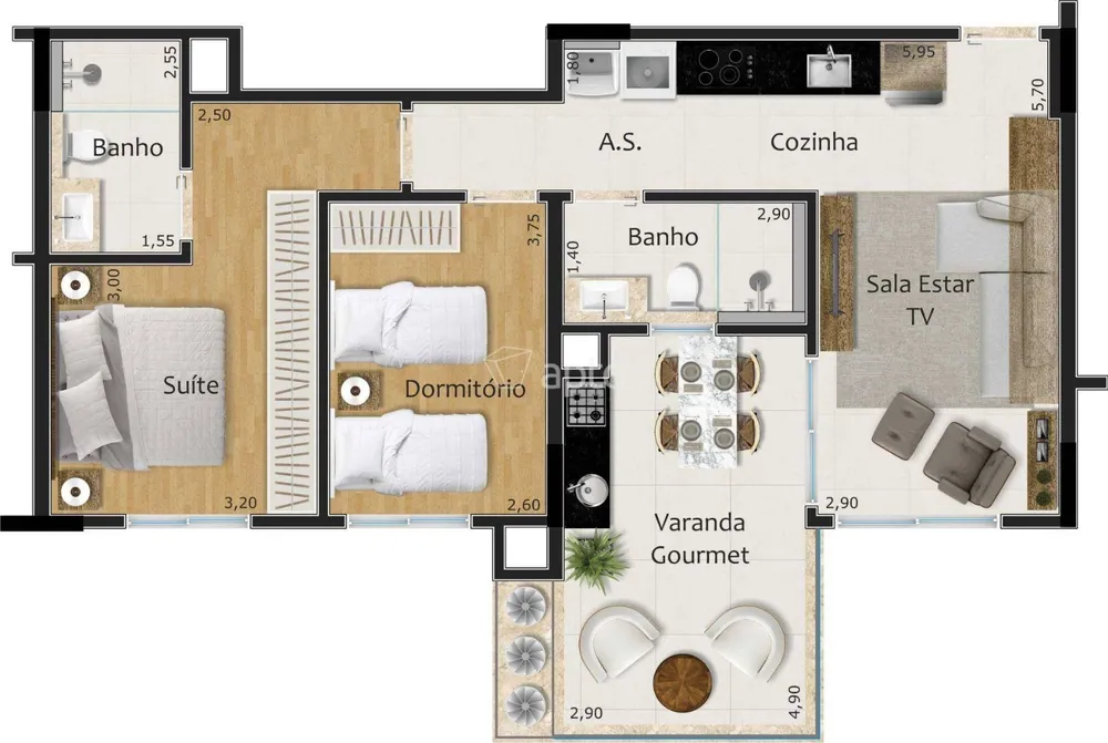 Apartamento, 1 quarto, 48 m² - Foto 9