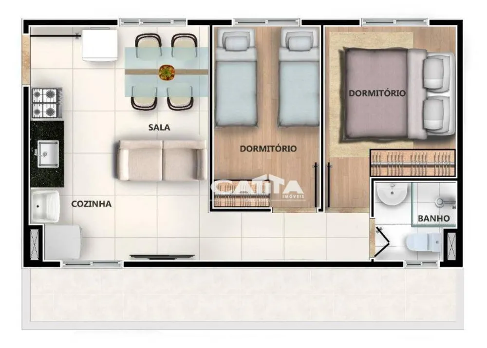 Apartamento, 2 quartos, 34 m² - Foto 2