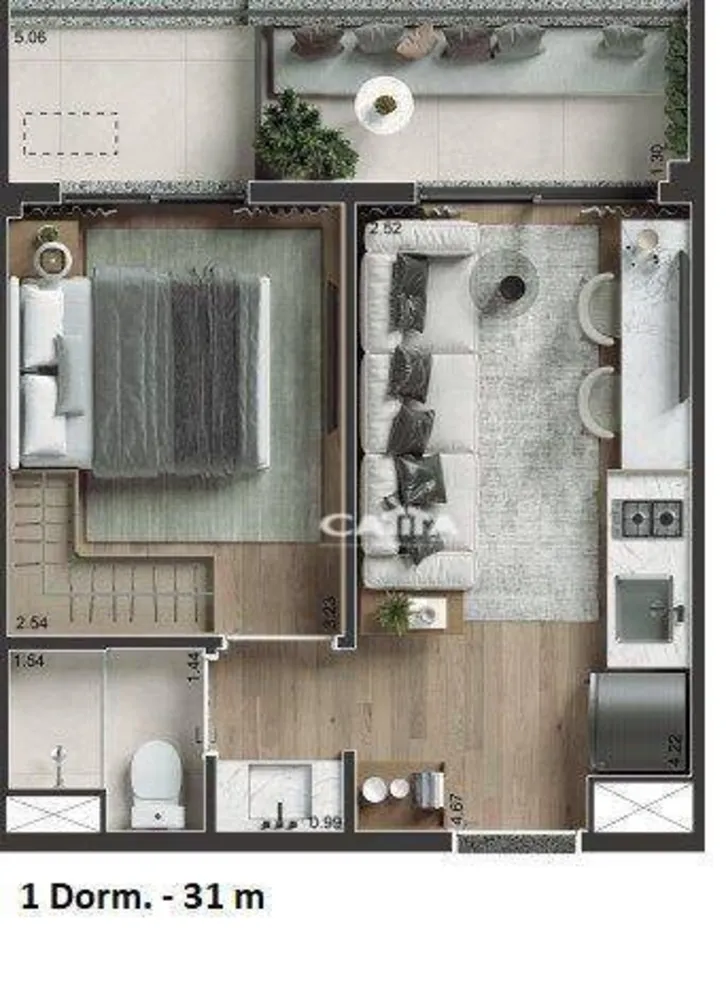 Apartamento, 1 quarto, 31 m² - Foto 3