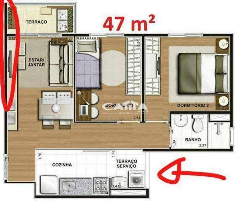 Apartamento, 2 quartos, 47 m² - Foto 3