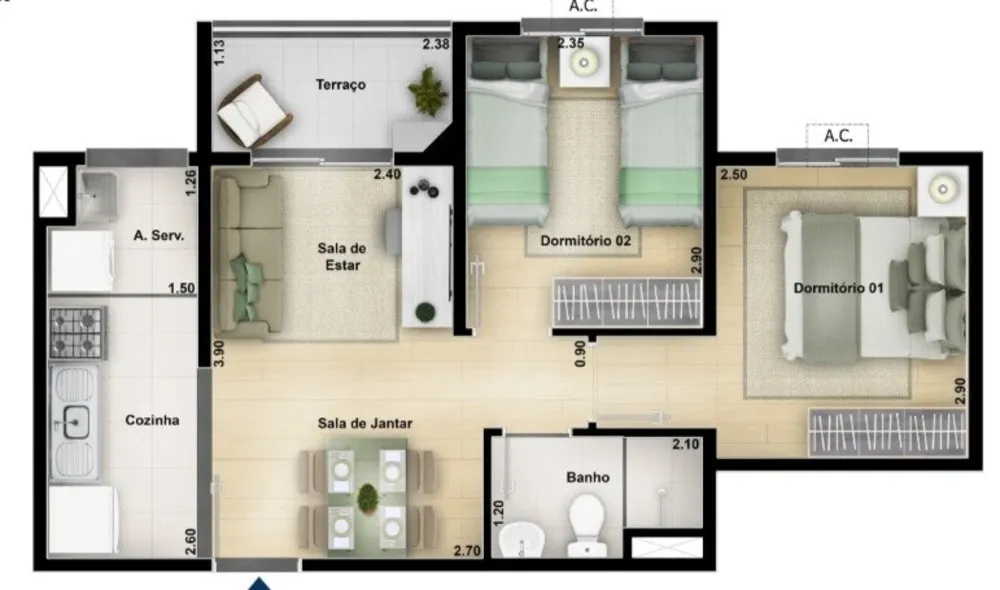 Apartamento, 2 quartos, 48 m² - Foto 10
