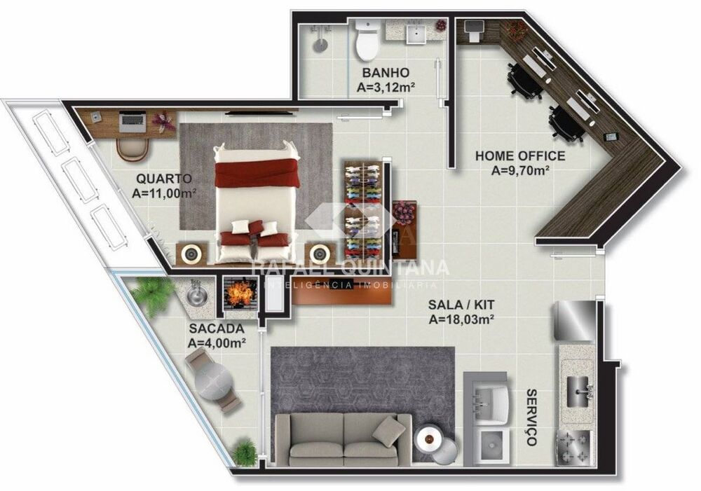 Apartamento à venda com 1 quarto, 52m² - Foto 3