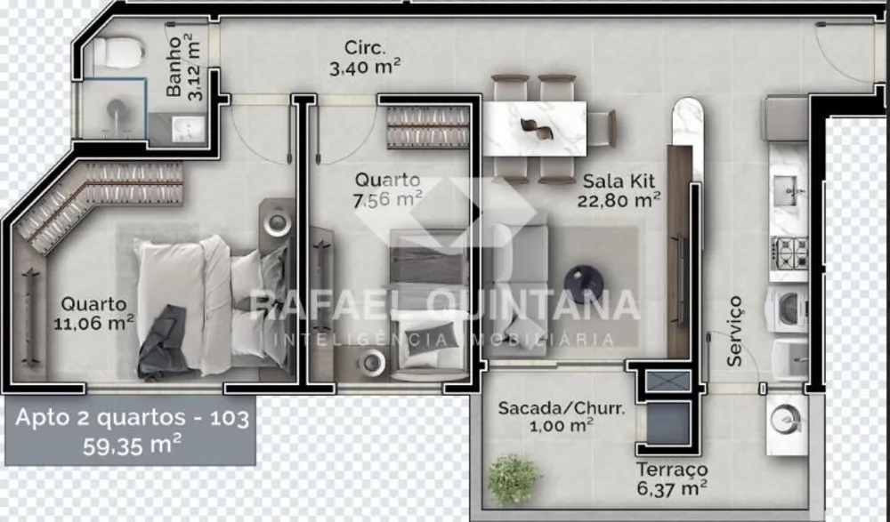 Apartamento, 2 quartos, 34 m² - Foto 2