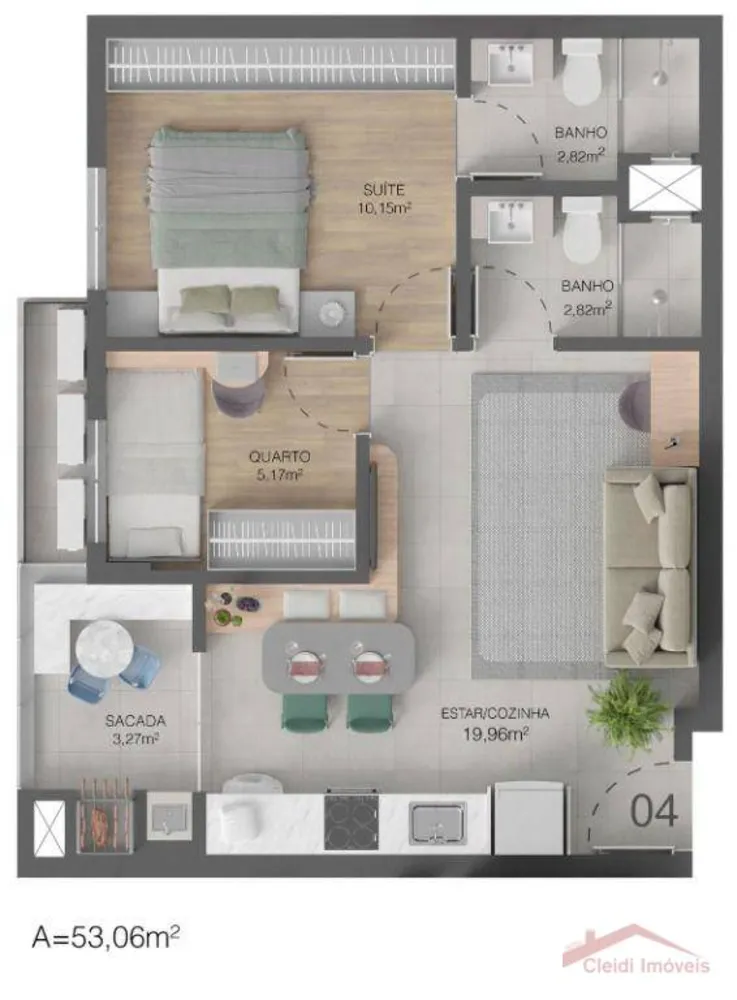 Apartamento, 2 quartos, 53 m² - Foto 2