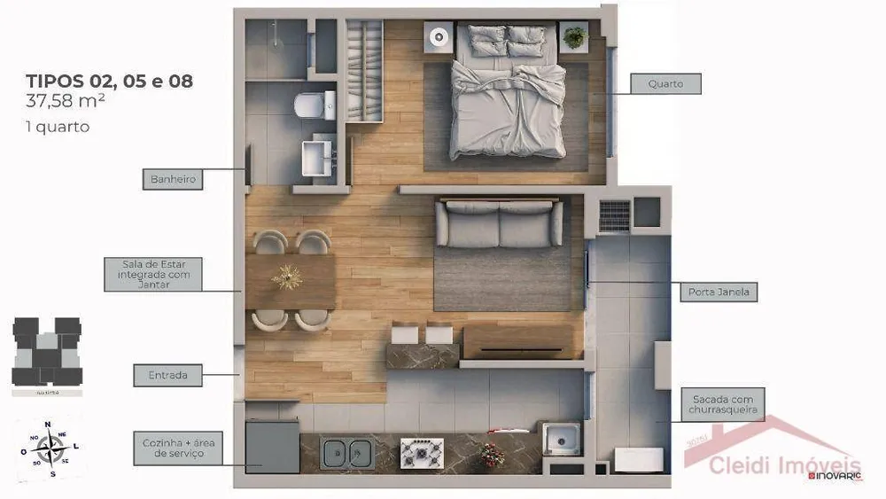 Apartamento, 1 quarto, 37 m² - Foto 11