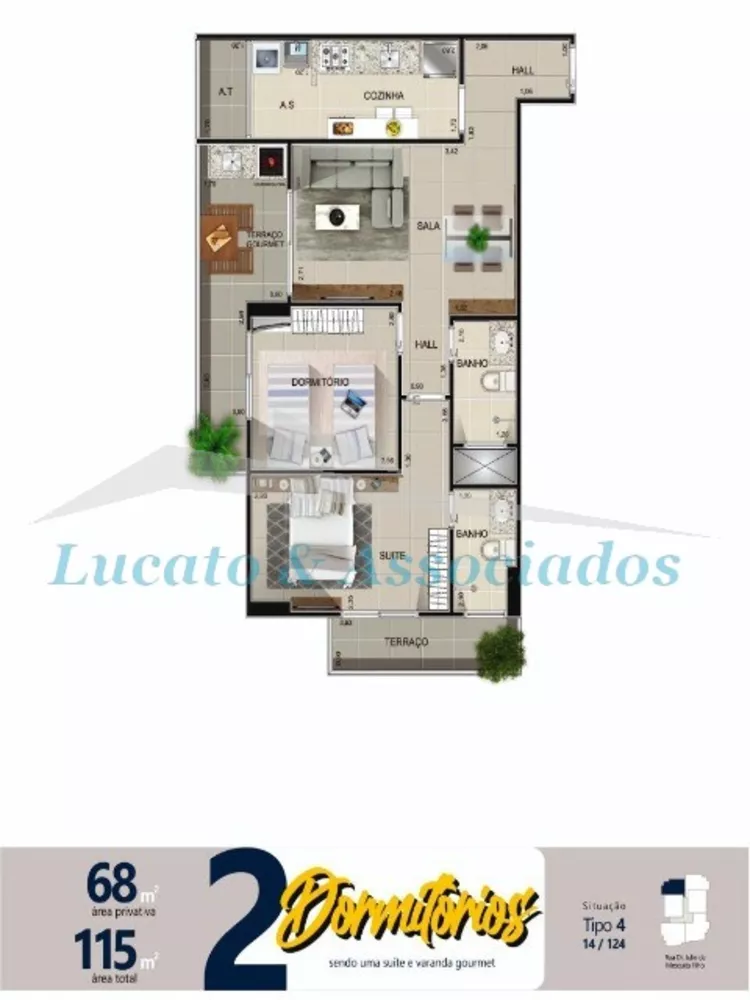 Apartamento à venda com 2 quartos, 68m² - Foto 2