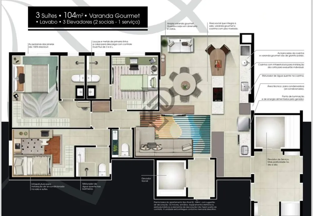 Apartamento, 3 quartos, 104 m² - Foto 2