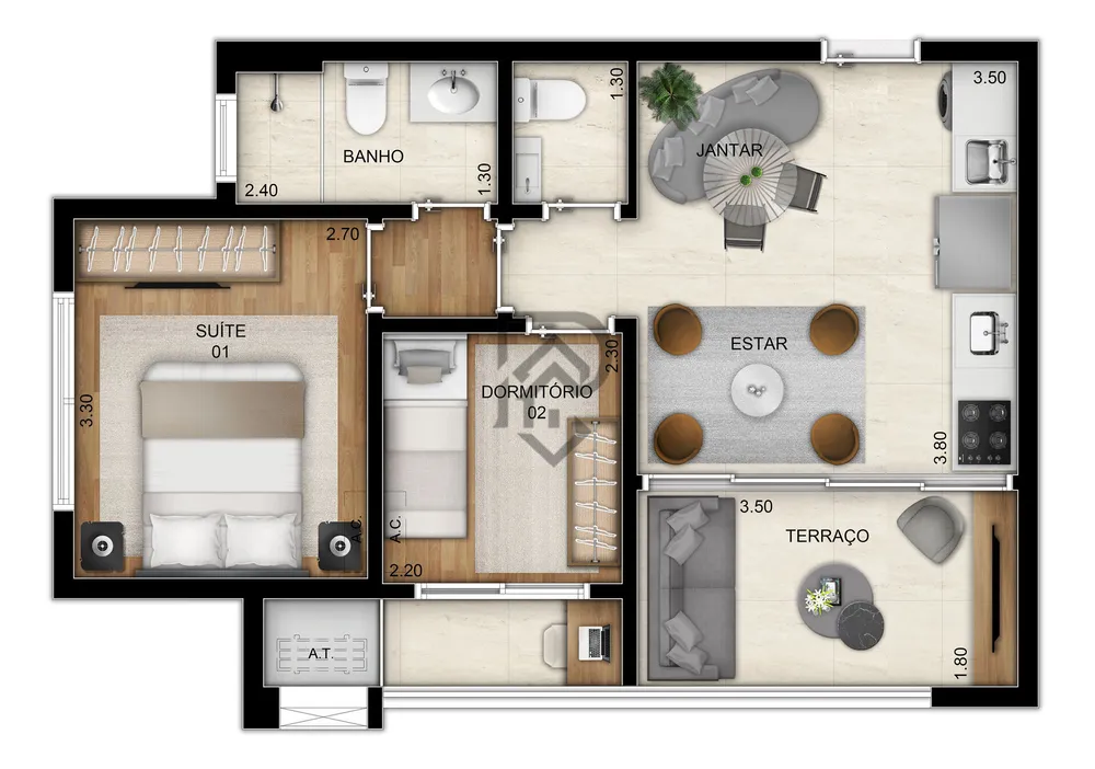 Apartamento, 2 quartos, 51 m² - Foto 9