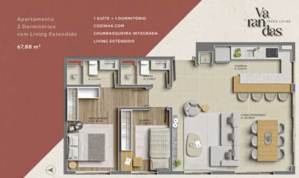 Apartamento, 3 quartos, 67 m² - Foto 1