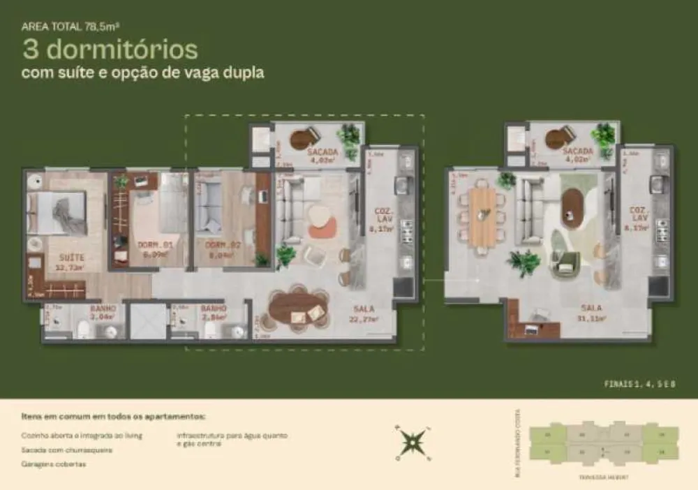 Apartamento, 3 quartos, 78 m² - Foto 1
