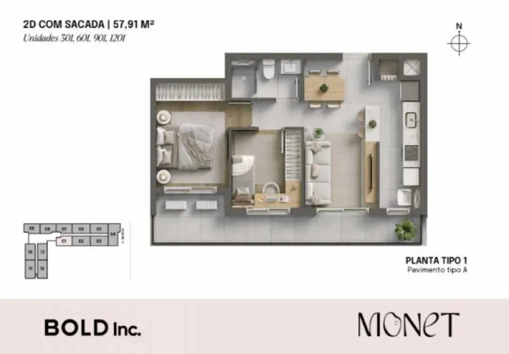 Apartamento, 2 quartos, 57 m² - Foto 2