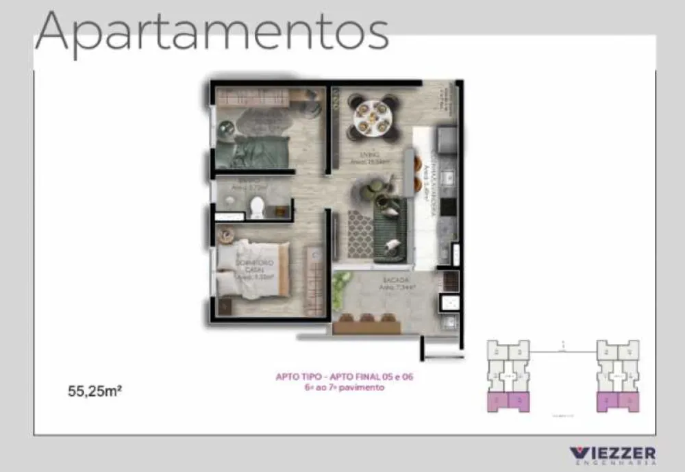 Apartamento, 2 quartos, 55 m² - Foto 1