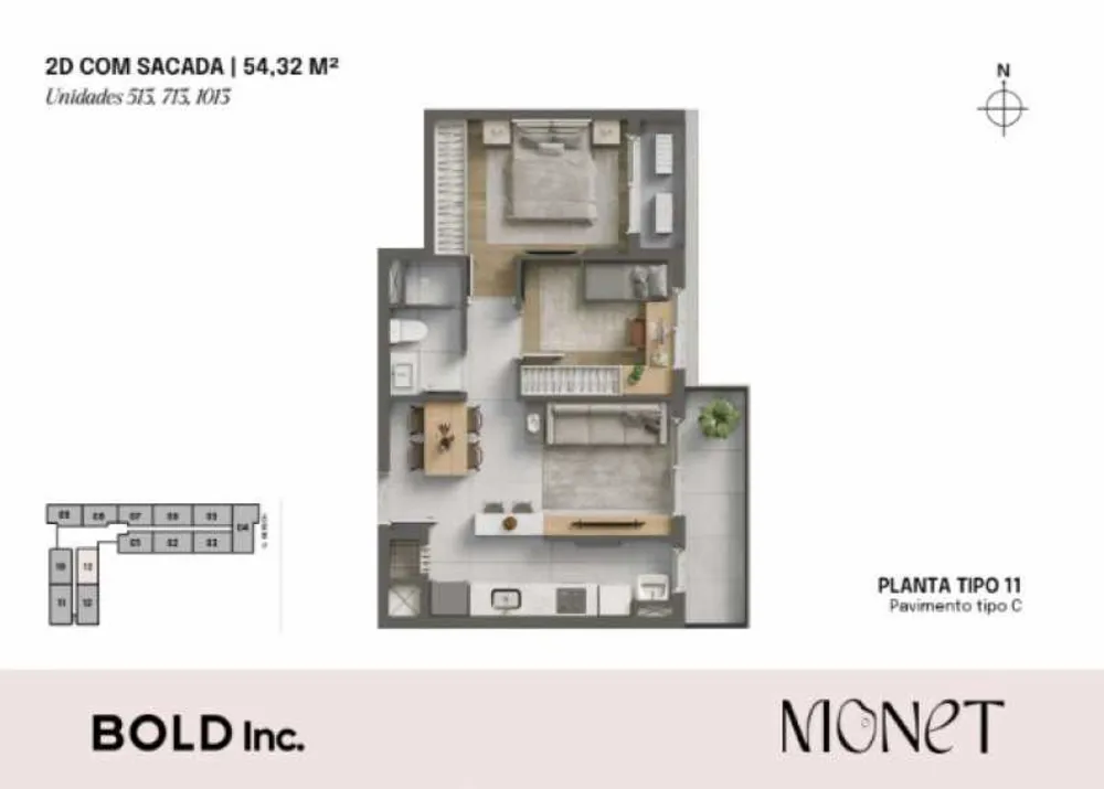 Apartamento, 2 quartos, 54 m² - Foto 2