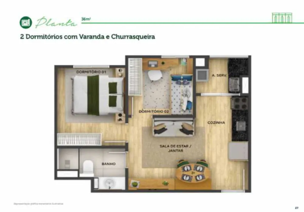 Apartamento, 2 quartos, 36 m² - Foto 1