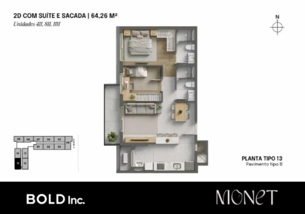 Apartamento, 2 quartos, 64 m² - Foto 1