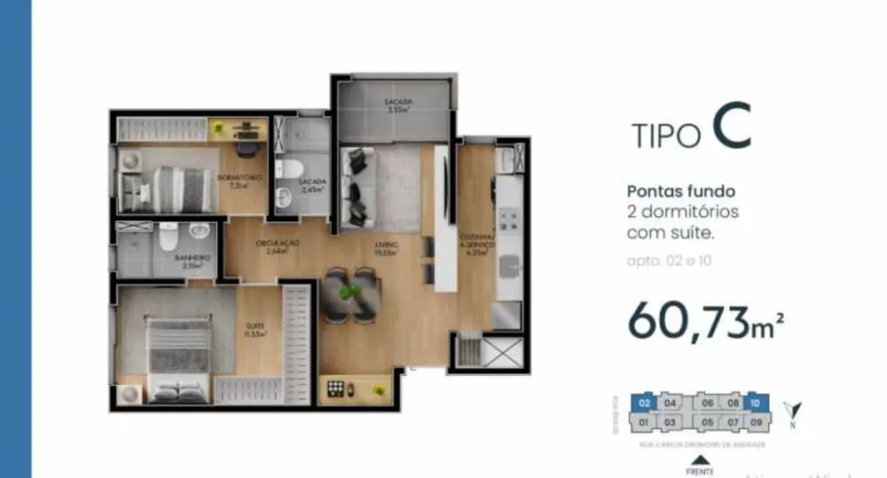 Apartamento, 2 quartos, 60 m² - Foto 1