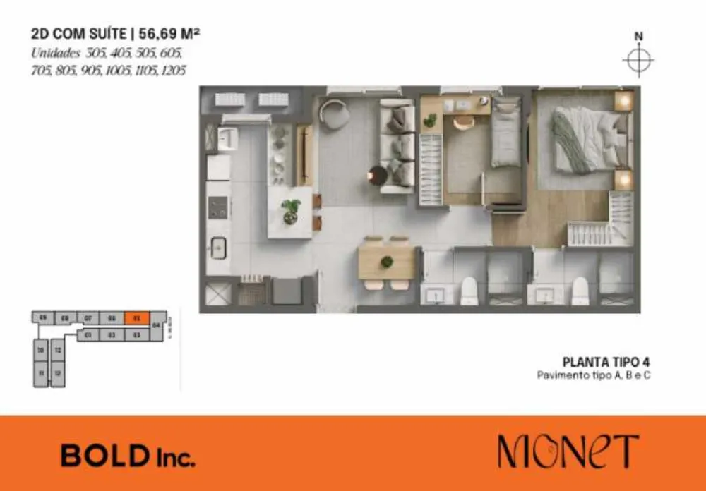 Apartamento, 2 quartos, 56 m² - Foto 2