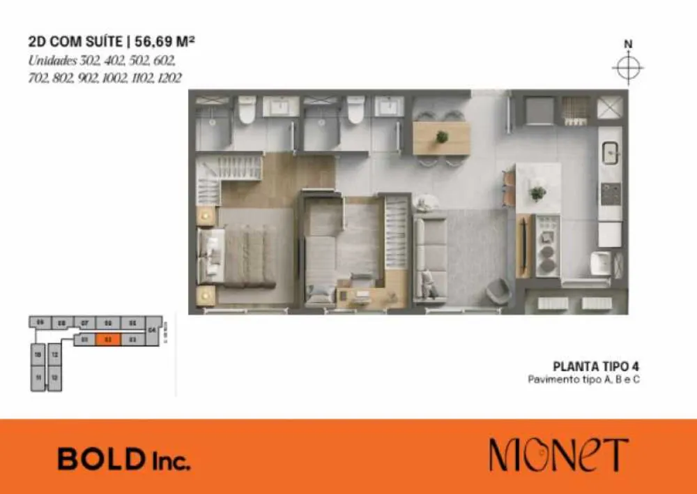Apartamento, 2 quartos, 56 m² - Foto 1