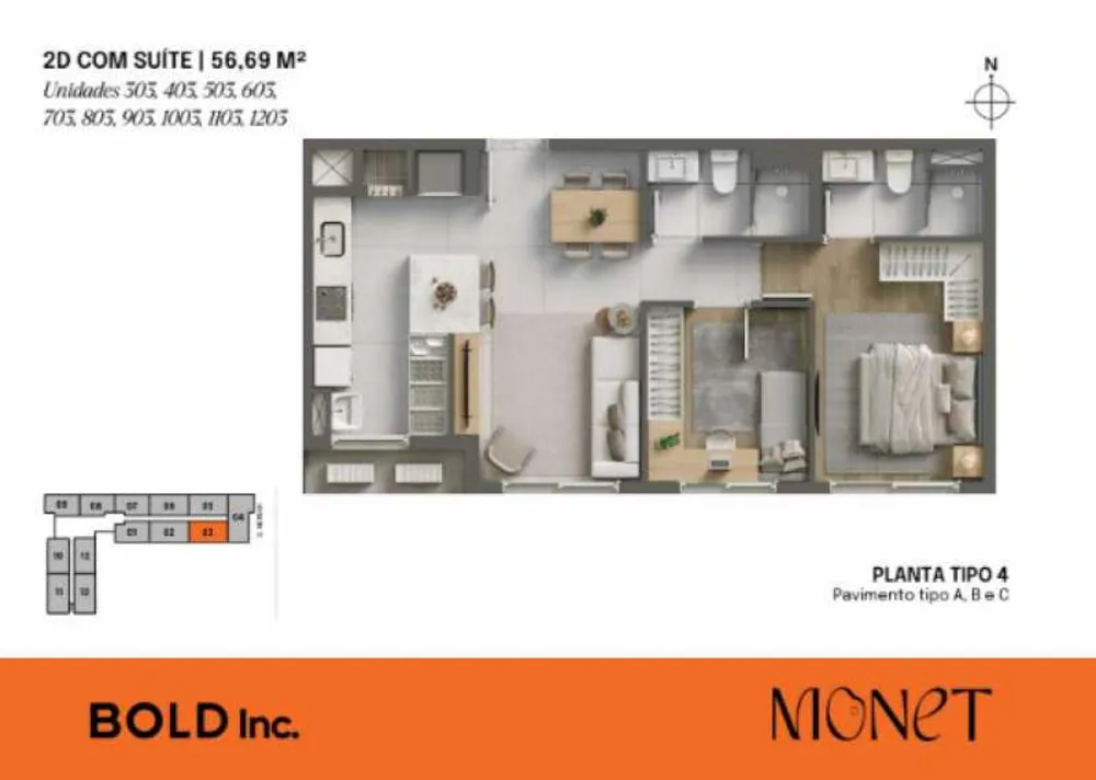 Apartamento, 2 quartos, 56 m² - Foto 3