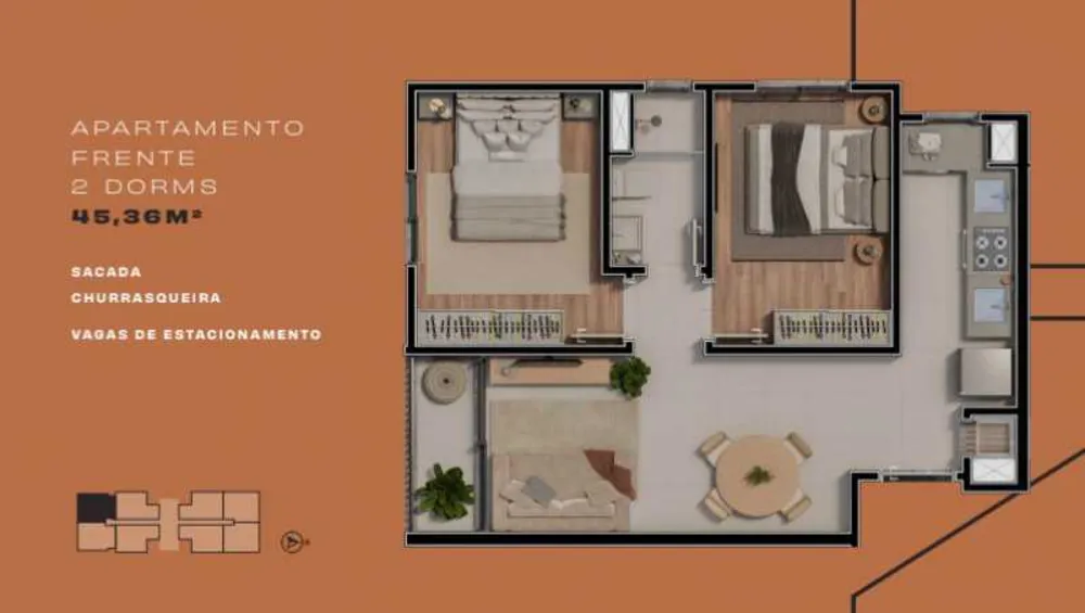 Apartamento, 2 quartos, 45 m² - Foto 1