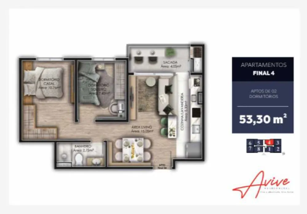 Apartamento, 2 quartos, 53 m² - Foto 1