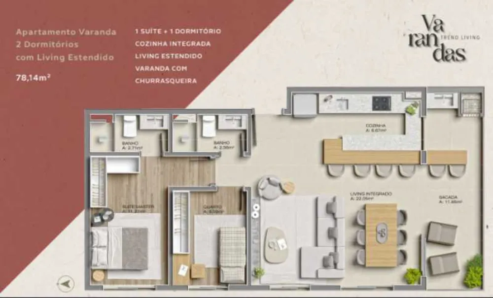 Apartamento, 3 quartos, 78 m² - Foto 1