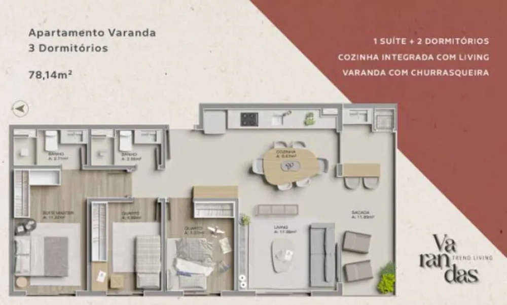 Apartamento, 3 quartos, 78 m² - Foto 2
