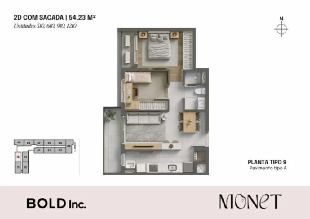 Apartamento, 2 quartos, 54 m² - Foto 2