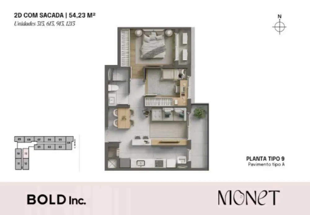 Apartamento, 2 quartos, 54 m² - Foto 1