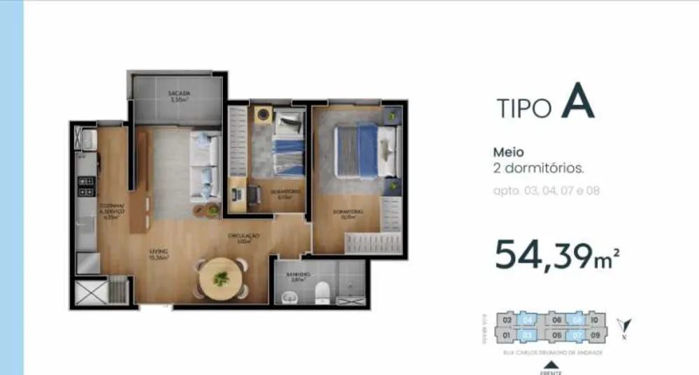 Apartamento, 2 quartos, 54 m² - Foto 1