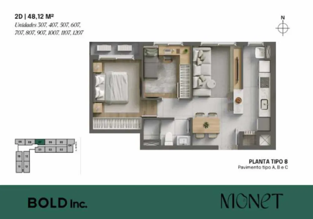 Apartamento, 2 quartos, 48 m² - Foto 2