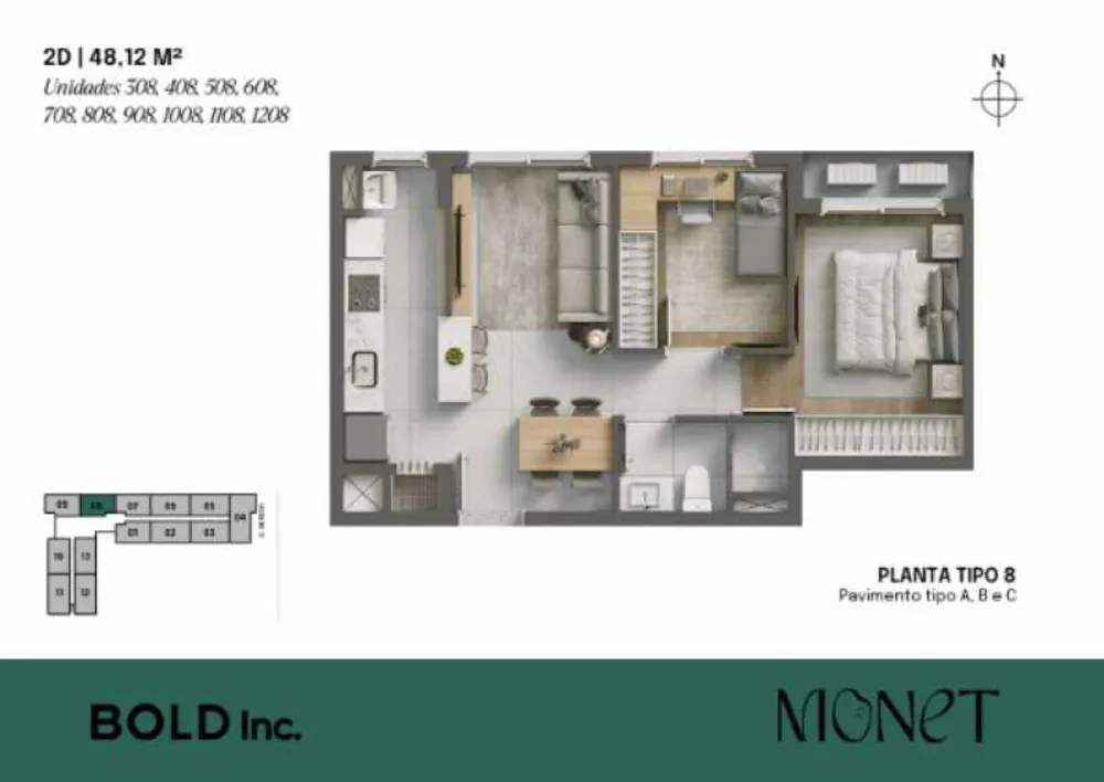 Apartamento, 2 quartos, 48 m² - Foto 1